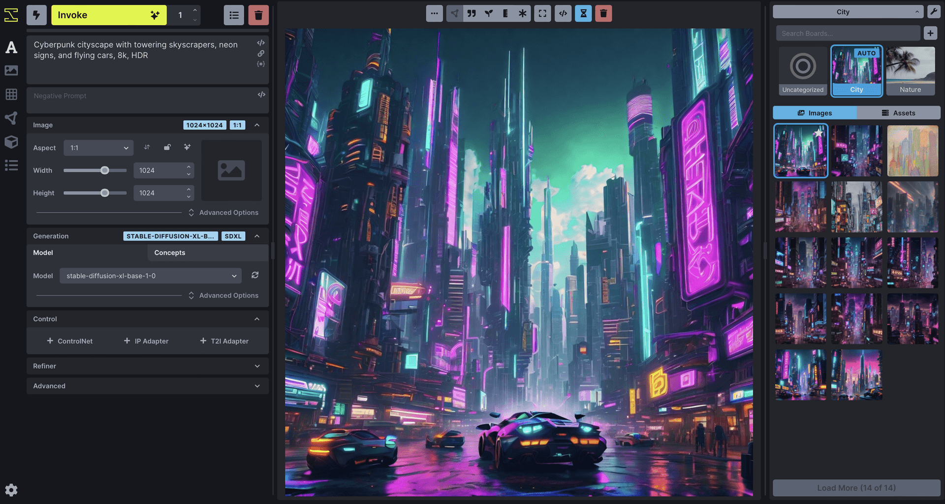 Interface of InvokeAI
